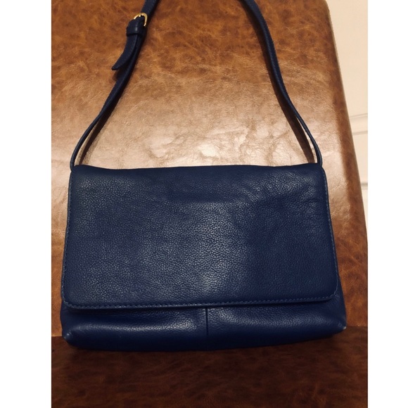 J. Crew Royal Blue Leather Messenger/Clutch - Picture 2 of 6